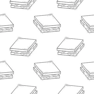 Seamless pattern of hand drawn sandwiches with simple design Stock Illustration