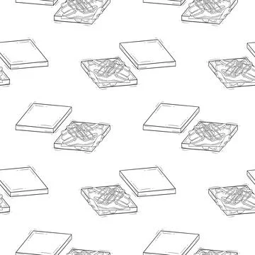 Seamless pattern of hand drawn sandwiches on white background Stock Illustration