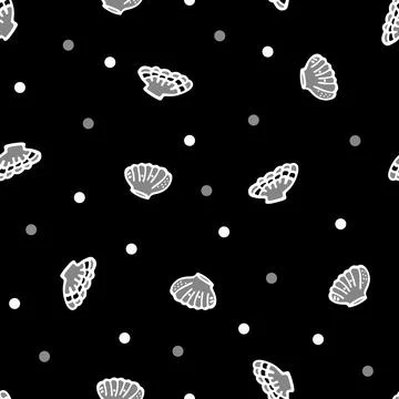 Seamless Pattern with Hand Drawn Scallop Sea Shells. Beautiful Marine Design Illustrazione stock