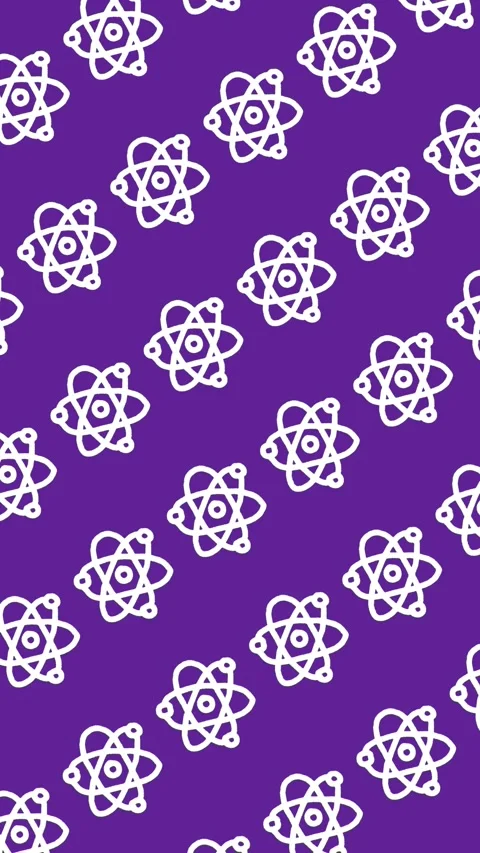 Seamless pattern of hand-drawn science atom symbols on an abstract background Stock Footage 339689518