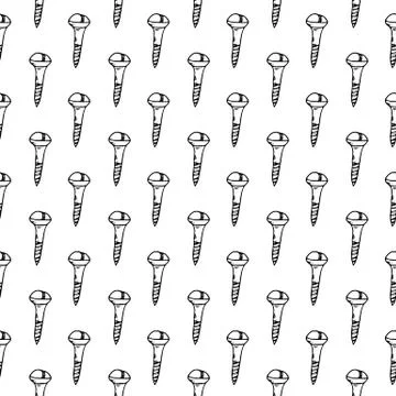 Seamless pattern hand drawn screws. Doodle black sketch. Sign symbol. Decorat Stock Illustration