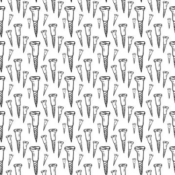 Seamless pattern hand drawn screws. Doodle black sketch. Sign symbol. Decorat Ilustração Stock