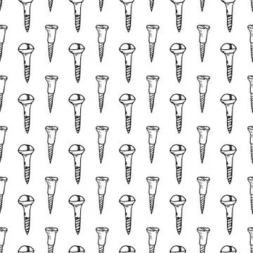 Seamless pattern hand drawn screws. Doodle black sketch. Sign symbol. Decorat Stock Illustration