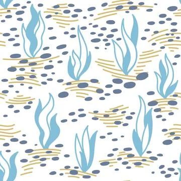 Seamless pattern with hand drawn sea waves in sketch style. Vector endless イラスト素材