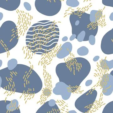 Seamless pattern with hand drawn sea waves in sketch style. Vector endless Stock Illustration