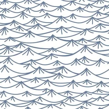 Seamless pattern with hand drawn sea waves in sketch style. Vector endless Stock Illustration