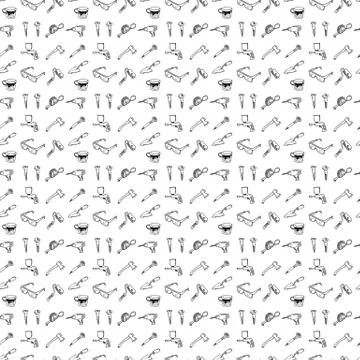 Seamless pattern hand drawn a set of tools for repair and construction. Doodl イラスト素材