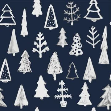 Seamless pattern of hand drawn Sketch Christmas tree. design holiday greeti.. Stock Illustration