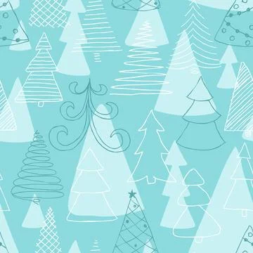 Seamless pattern of hand drawn Sketch Christmas tree. design holiday greeti.. 스톡 일러스트