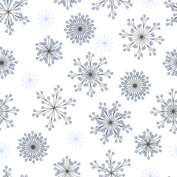 Seamless pattern hand drawn snowflakes on white Stock Illustration