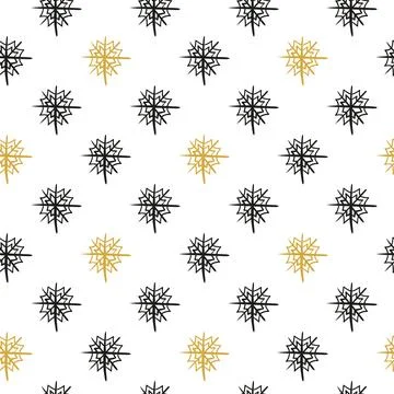 Seamless pattern with hand drawn snowflakes. Stock Illustration
