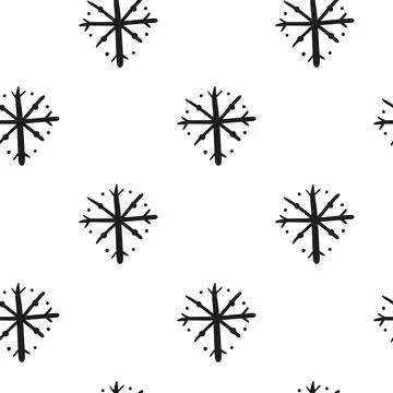 Seamless pattern with hand drawn snowflakes. Stock Illustration
