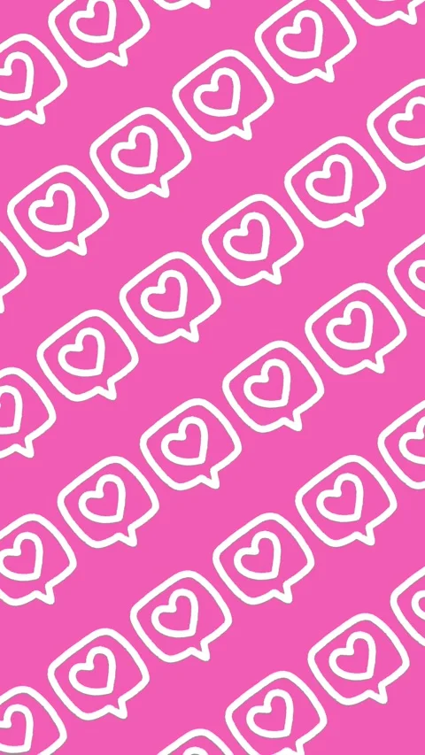 Seamless pattern of hand-drawn social media heart notifications pink background Stock Footage 338192183