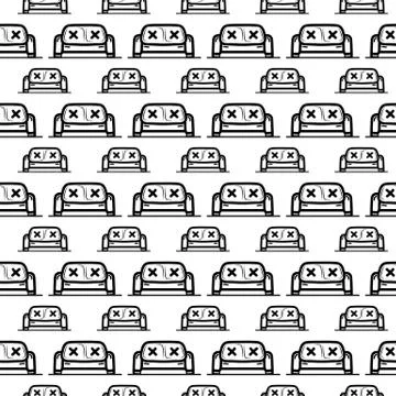 Seamless pattern hand drawn sofa. Doodle black sketch. Sign symbol. Decoratio 스톡 일러스트