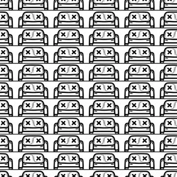Seamless pattern hand drawn sofa. Doodle black sketch. Sign symbol. Decoratio Illustrazione stock