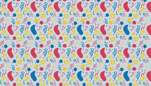 Seamless pattern with hand drawn squiggle lines and and blot shapes vector .. Stock-Illustration