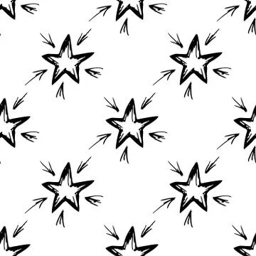 Seamless pattern hand-drawn star Stock Illustration