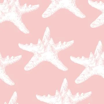 Seamless pattern hand drawn starfish vector illustration pink Ilustración de archivo