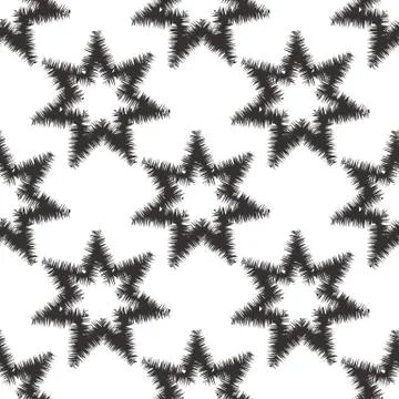 Seamless Pattern With Hand Drawn Stars. Stock Illustration