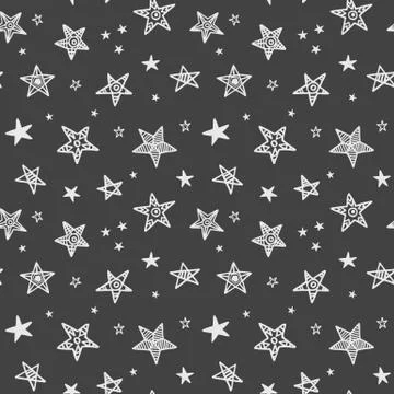 Seamless pattern with hand drawn stars Stock Illustration