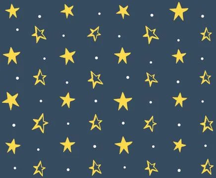 Seamless Pattern with Hand Drawn Stars Stock Illustration