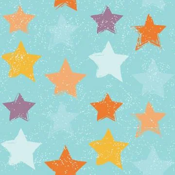 Seamless pattern with hand drawn stars Stock Illustration