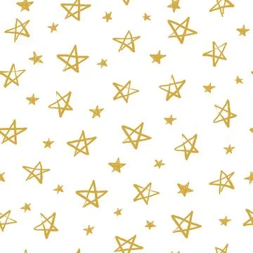 Seamless pattern with hand drawn stars. Stock Illustration