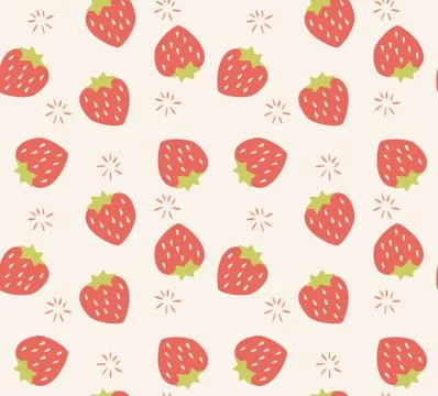 Seamless pattern with hand drawn strawberry fruit Stock Illustration