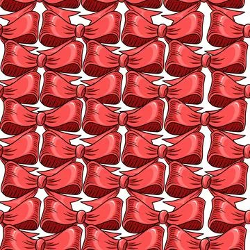 Seamless pattern Hand drawn style simple red color bow tie vector illustratio Stock Illustration