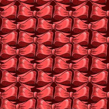 Seamless pattern Hand drawn style simple red color bow tie vector illustrat.. Stock Illustration