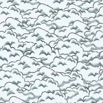 Seamless pattern Hand drawn style simple gray cloud vector illustration sketc Illustrazione stock