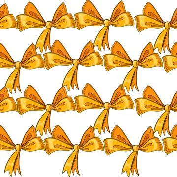 Seamless pattern Hand drawn style simple orange color bow tie vector illust.. Stock Illustration