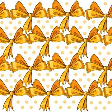Seamless pattern Hand drawn style simple orange color bow tie vector illustra Illustrazione stock