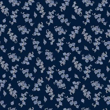 Seamless pattern with hand drawn with stylized bunches of currants for surf.. Stock Illustration