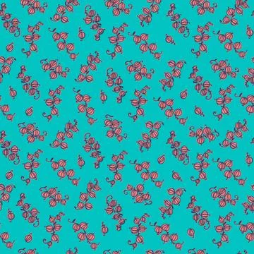 Seamless pattern with hand drawn with stylized bunches of currants Block Prin Stock Illustration