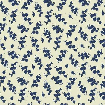 Seamless pattern with hand drawn with stylized bunches of currants Block Prin Stock Illustration