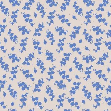 Seamless pattern with hand drawn with stylized bunches of currants Block Prin Stock Illustration