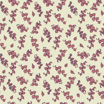 Seamless pattern with hand drawn with stylized bunches of currants Block Prin Ilustración de archivo