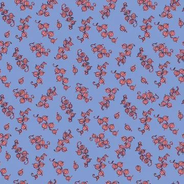 Seamless pattern with hand drawn with stylized bunches of currants Block Prin Stock Illustration