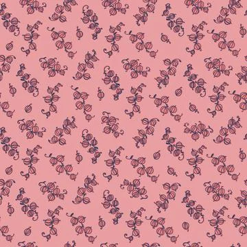 Seamless pattern with hand drawn with stylized bunches of currants for surf.. Stock Illustration