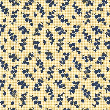 Seamless pattern with hand drawn with stylized bunches of currants on gingh.. 스톡 일러스트
