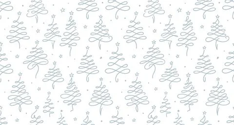 Seamless pattern with hand drawn stylized pine trees Illustrazione stock