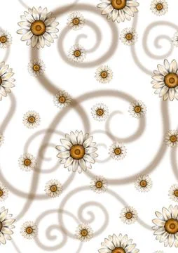 Seamless pattern with hand drawn sunflowers on white color damask background. Stockillustratie