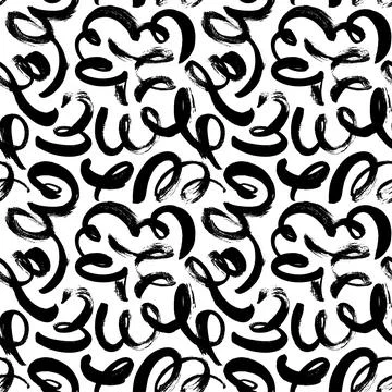 Seamless pattern with hand drawn swirled lines. Stock Illustration