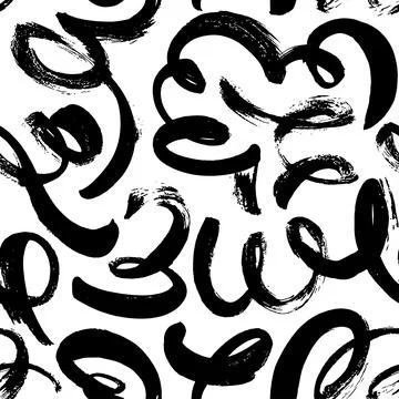 Seamless pattern with hand drawn swirled lines. Stock Illustration