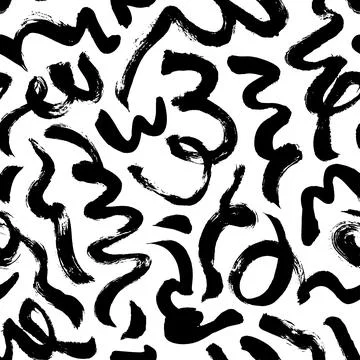 Seamless pattern with hand drawn swirled lines. Stock Illustration