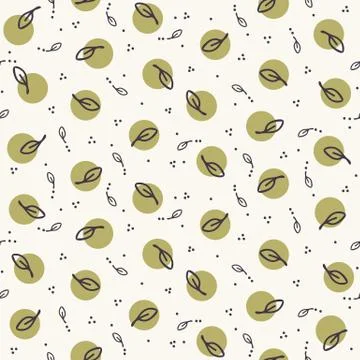 Seamless pattern hand drawn tiny falling leaf motif background. Stylized leaves Illustrazione stock
