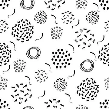 Seamless pattern with hand drawn trendy abstract shapes. Vector illustration.	 Stock Illustration