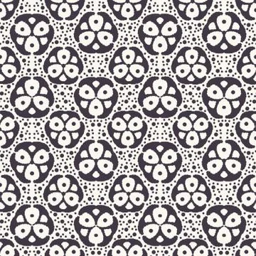 Seamless pattern. Hand drawn tri polka dot background. Monochrome dotty black Stock Illustration