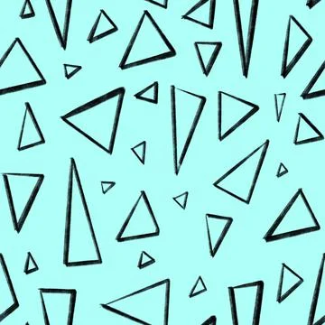 Seamless pattern with hand drawn triangles on blue background. Stock Illustration